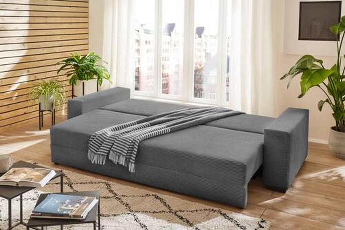 SCHLAFSOFA in Cord Dunkelgrau  - Dunkelgrau/Schwarz, Konventionell, Kunststoff/Textil (240/72/95cm) - MID.YOU