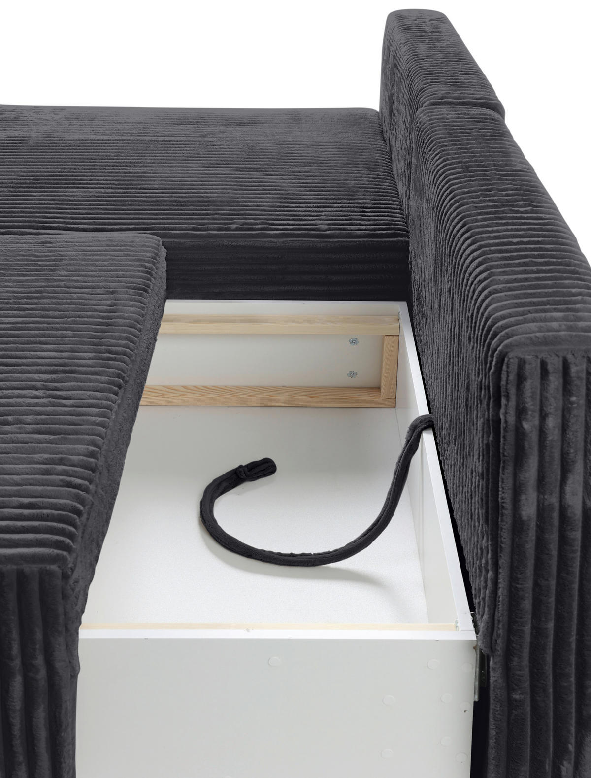 ECKSOFA in Cord Schwarz  - Schwarz, Modern, Holz/Textil (145/210cm) - MID.YOU