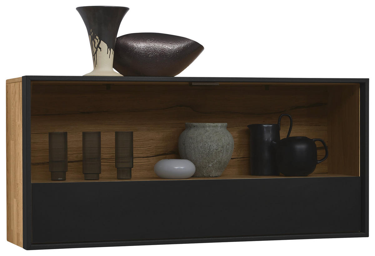 HÄNGEELEMENT Graphitfarben, Eichefarben  120/60/33 cm  - Eichefarben/Graphitfarben, Natur, Glas/Holz (120/60/33cm) - Valdera