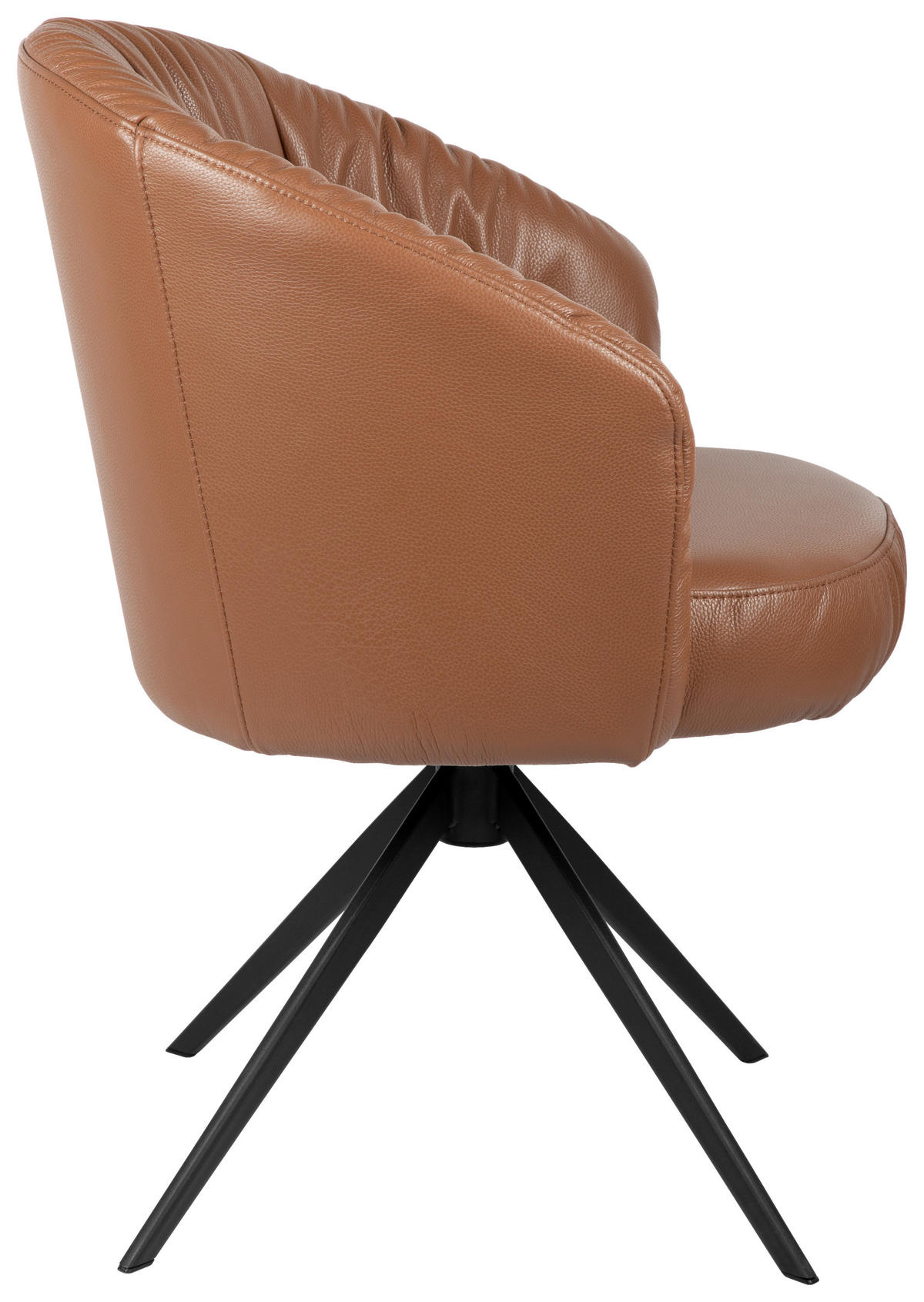 ARMLEHNSTUHL  in Eisen Echtleder pigmentiert  - Cognac/Schwarz, Design, Leder/Metall (63/82/62,5cm) - Dieter Knoll