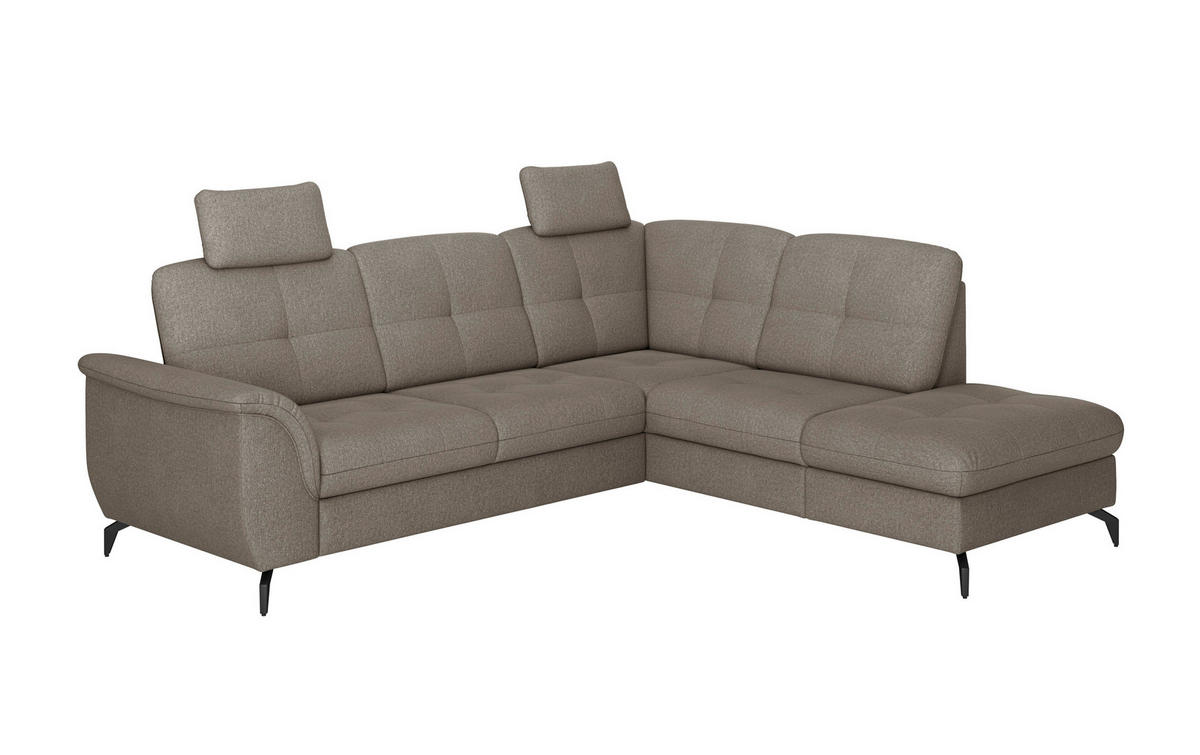 ECKSOFA ZORA Et Schlammfarben Flachgewebe  - Schlammfarben/Schwarz, MODERN, Textil/Metall (244/212cm) - Sit & More