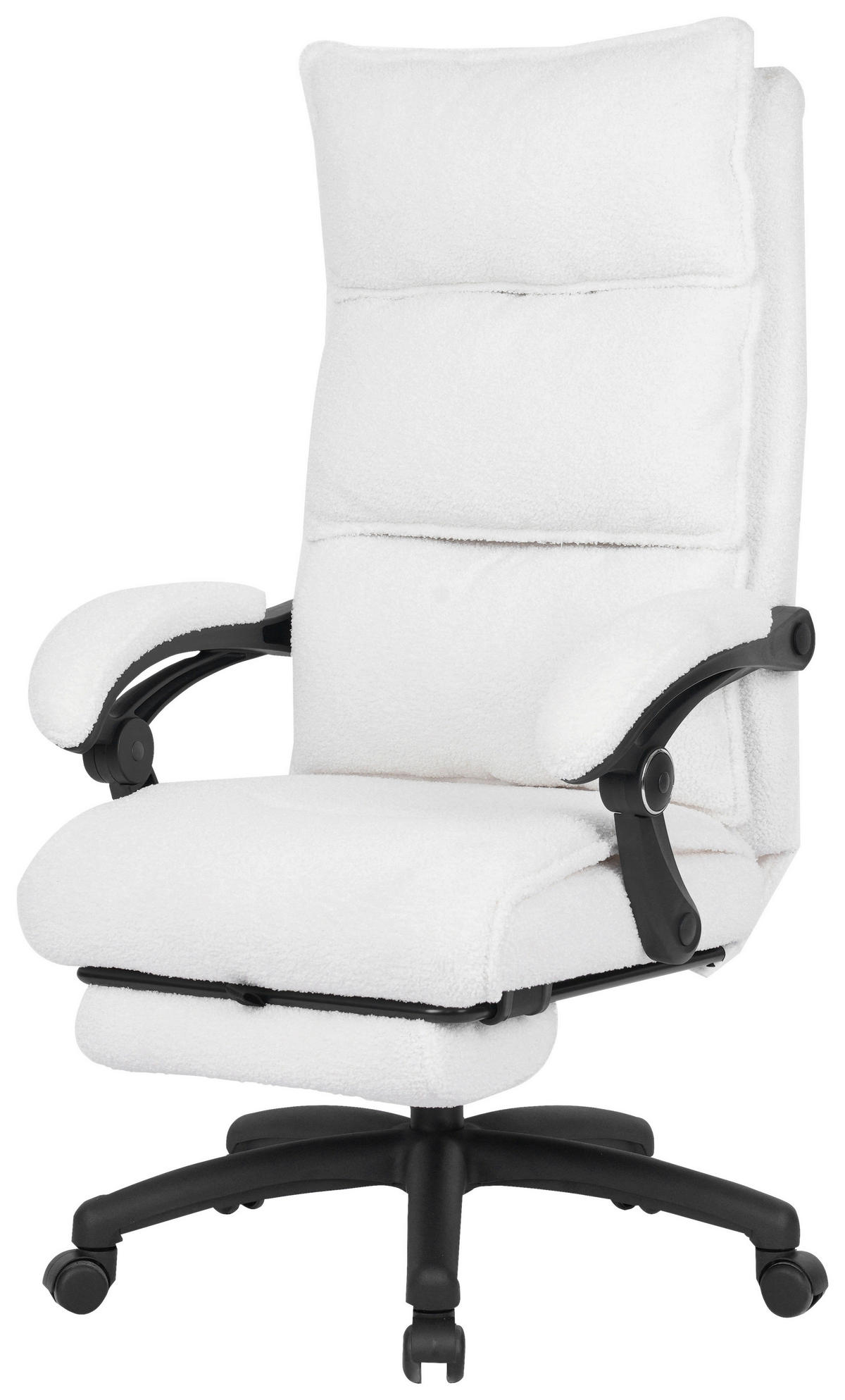 CHEFSESSEL Teddystoff Beige, Weiß  - Beige/Schwarz, Design, Kunststoff/Textil (64,5/112/120/65cm) - Carryhome