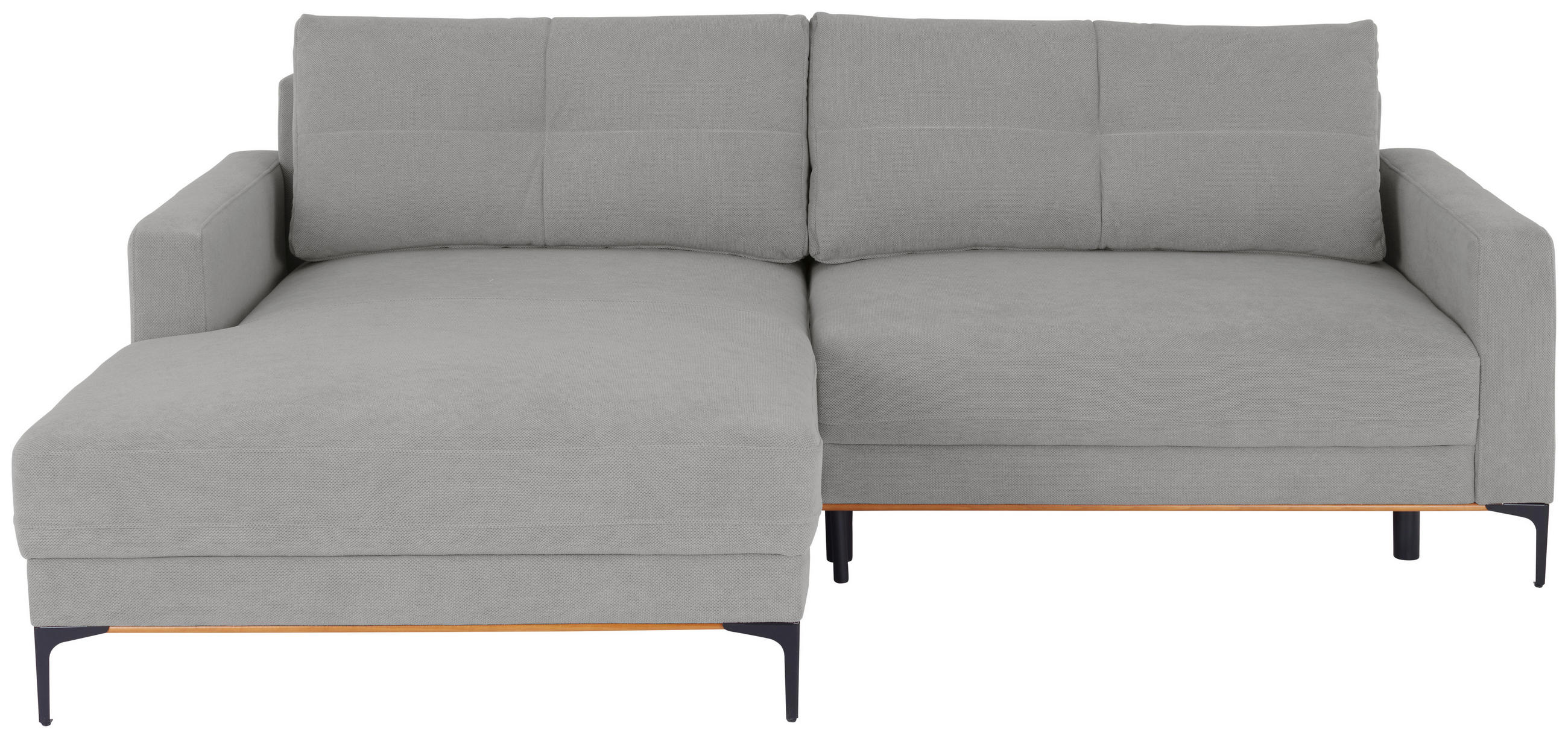 ECKSOFA in Hellgrau  - Hellgrau/Schwarz, Modern, Textil/Metall (162/238cm) - Ondega