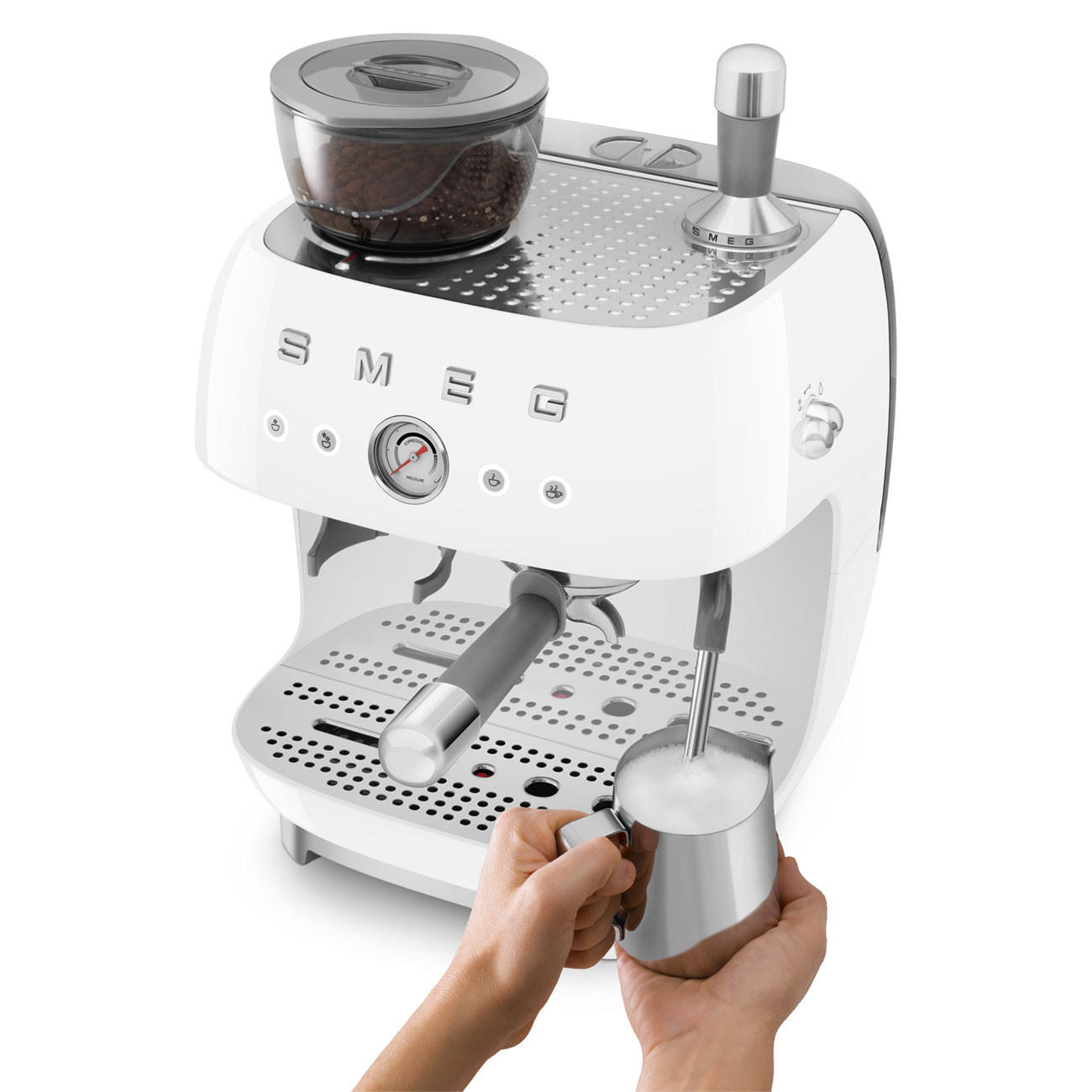 ESPRESSOMASCHINE  - Weiß Hochglanz, Basics, Kunststoff/Metall (33,4/44,3/43cm) - SMEG