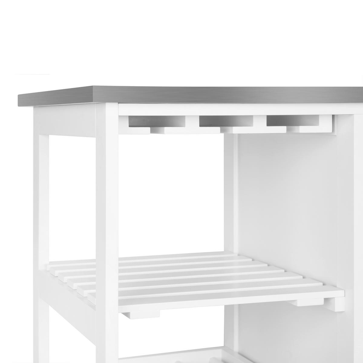 KÜCHENINSEL   in Weiß, Edelstahlfarben  - Edelstahlfarben/Schwarz, Basics, Holzwerkstoff/Kunststoff (76/87/48cm) - MID.YOU