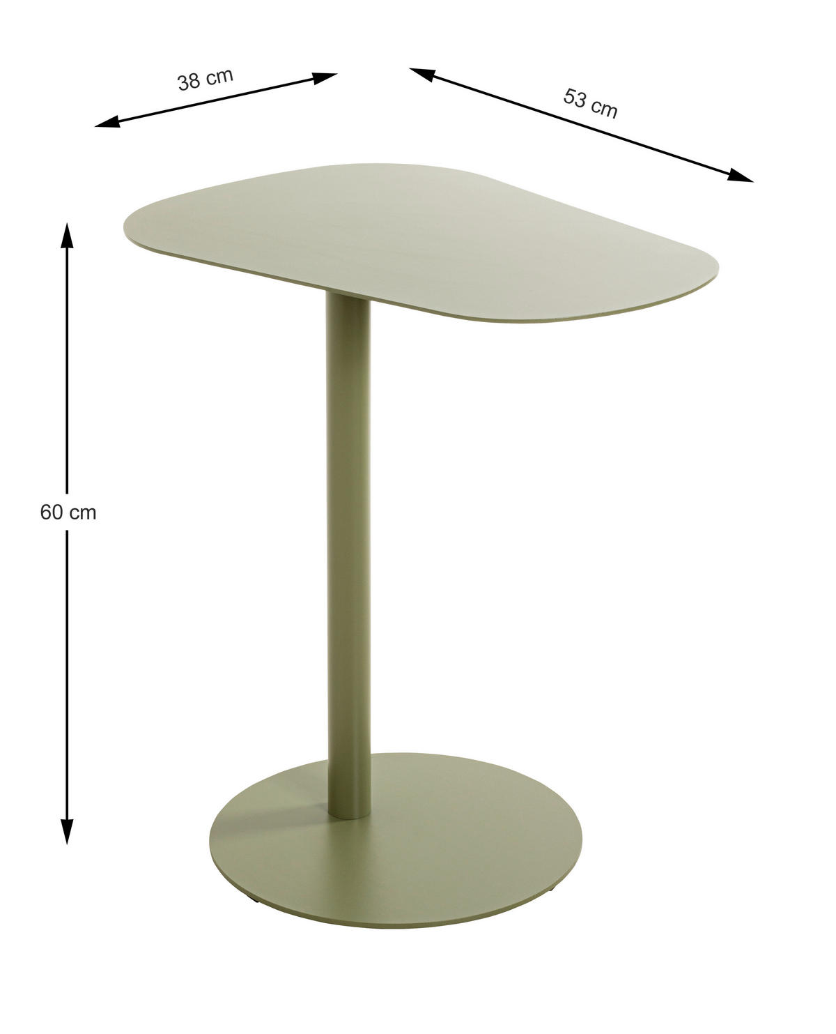 BEISTELLTISCH in Metall 53/38/60 cm  - Grün, Trend, Metall (53/38/60cm)