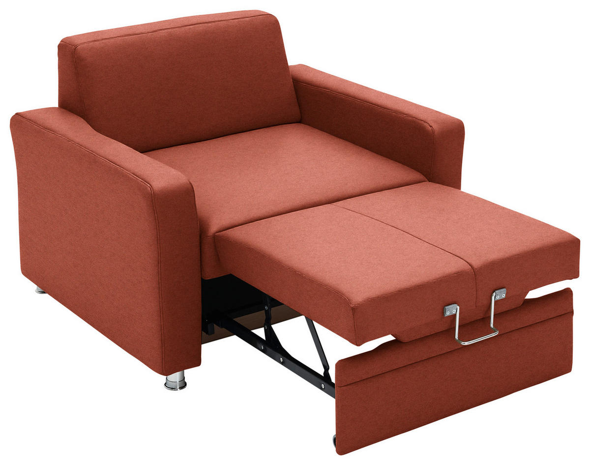 SCHLAFSESSEL Chenille Rotorange  - Rotorange/Alufarben, Konventionell, Textil/Metall (106/90/100cm) - Beldomo Style
