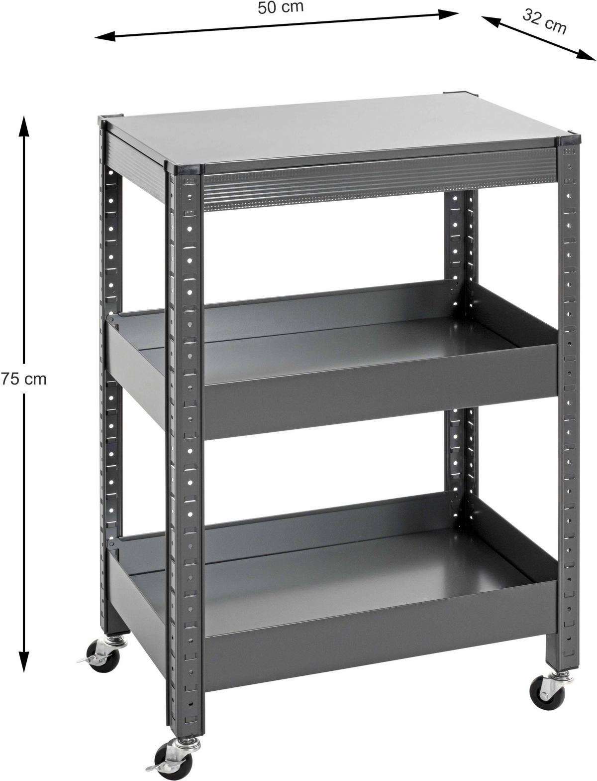 SERVIERWAGEN Anthrazit  - Anthrazit, Design, Metall (50/32/75cm)