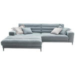 ECKSOFA  in Flachgewebe Hellblau  207/296 cm  - Schwarz/Hellblau, Design, Textil/Metall (207/296cm) - Dieter Knoll