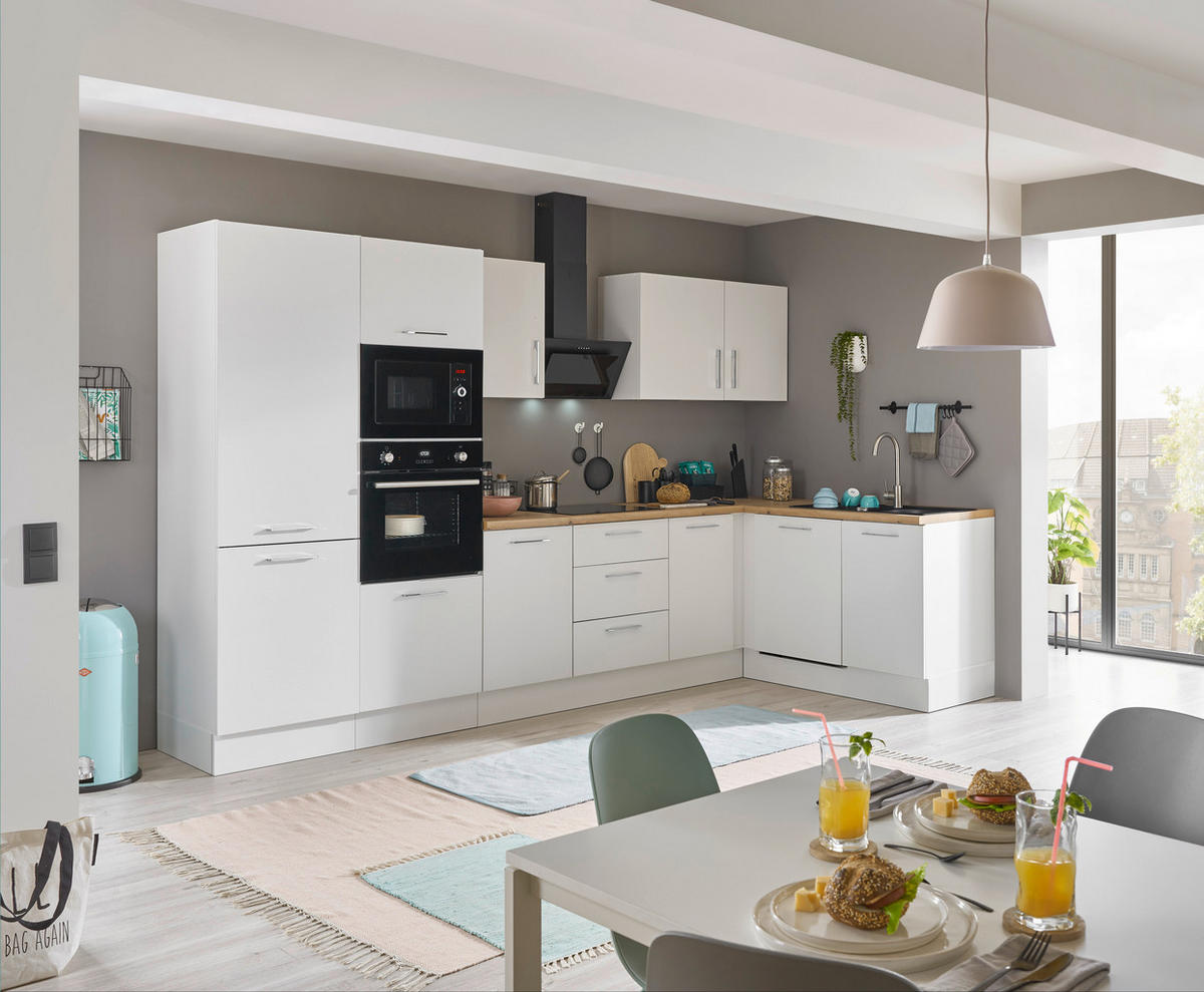 ECKKÜCHE 340/175 cm  in Weiß, Eiche Artisan  - Chromfarben/Weiß, Basics, Holzwerkstoff/Metall (340/175cm) - MID.YOU