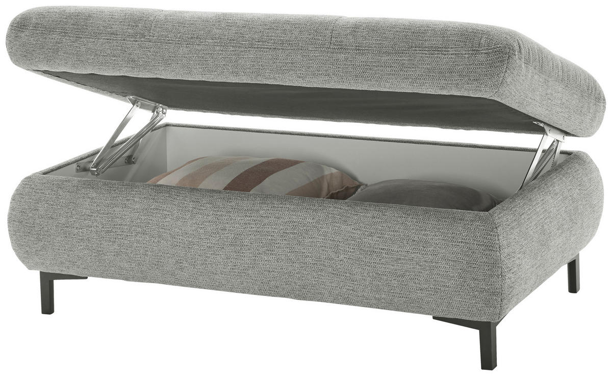HOCKER Webstoff Hellgrau  - Hellgrau/Schwarz, KONVENTIONELL, Textil/Metall (129/49/64cm) - SetOne by Musterring