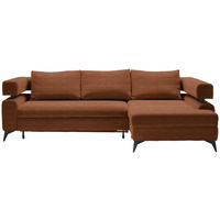 ECKSOFA in Chenille Cognac  - Cognac/Schwarz, Konventionell, Textil/Metall (265/184cm) - Hom`in