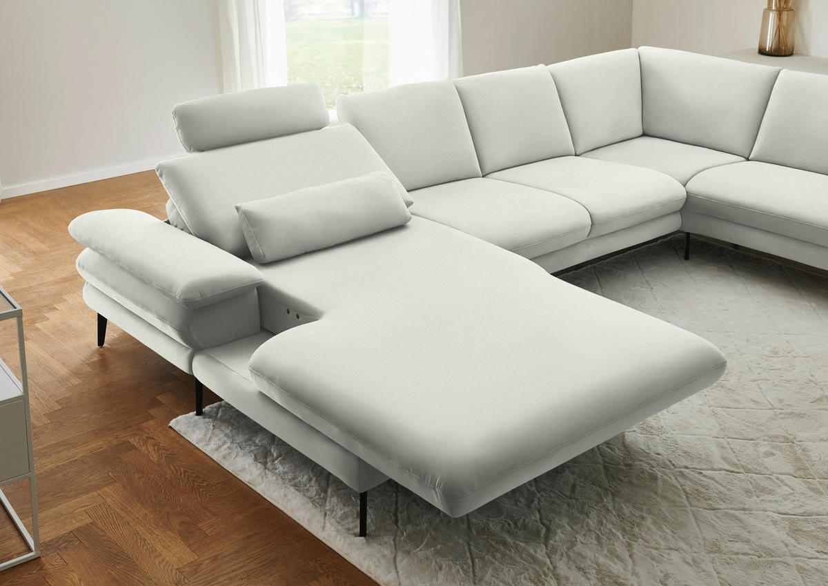 WOHNLANDSCHAFT  in Chenille, Flachgewebe Weiß  - Schwarz/Weiß, Design, Textil/Metall (180/344/208cm) - Dieter Knoll