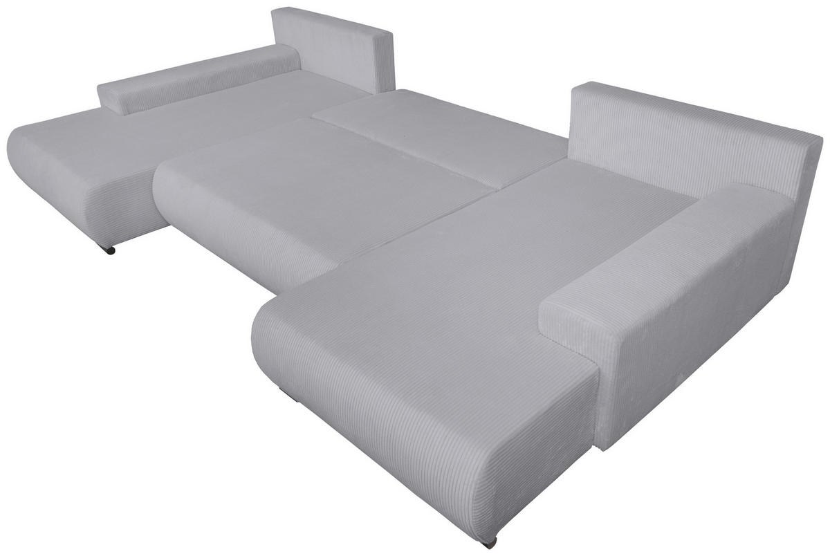 WOHNLANDSCHAFT Grau Cord  - Schwarz/Grau, KONVENTIONELL, Textil/Metall (191/351/191cm) - Carryhome