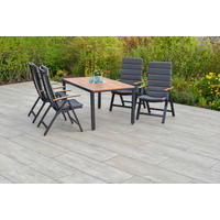 GARTENTISCHGRUPPE  - Graphitfarben/Naturfarben, KONVENTIONELL, Holz/Kunststoff - Gardenson