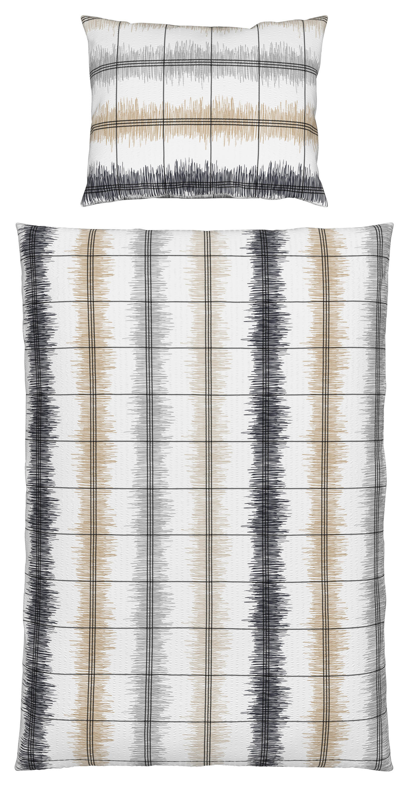 Seersucker Bettwäsche 140x200 Cm Aurelia Baumwolle Beige