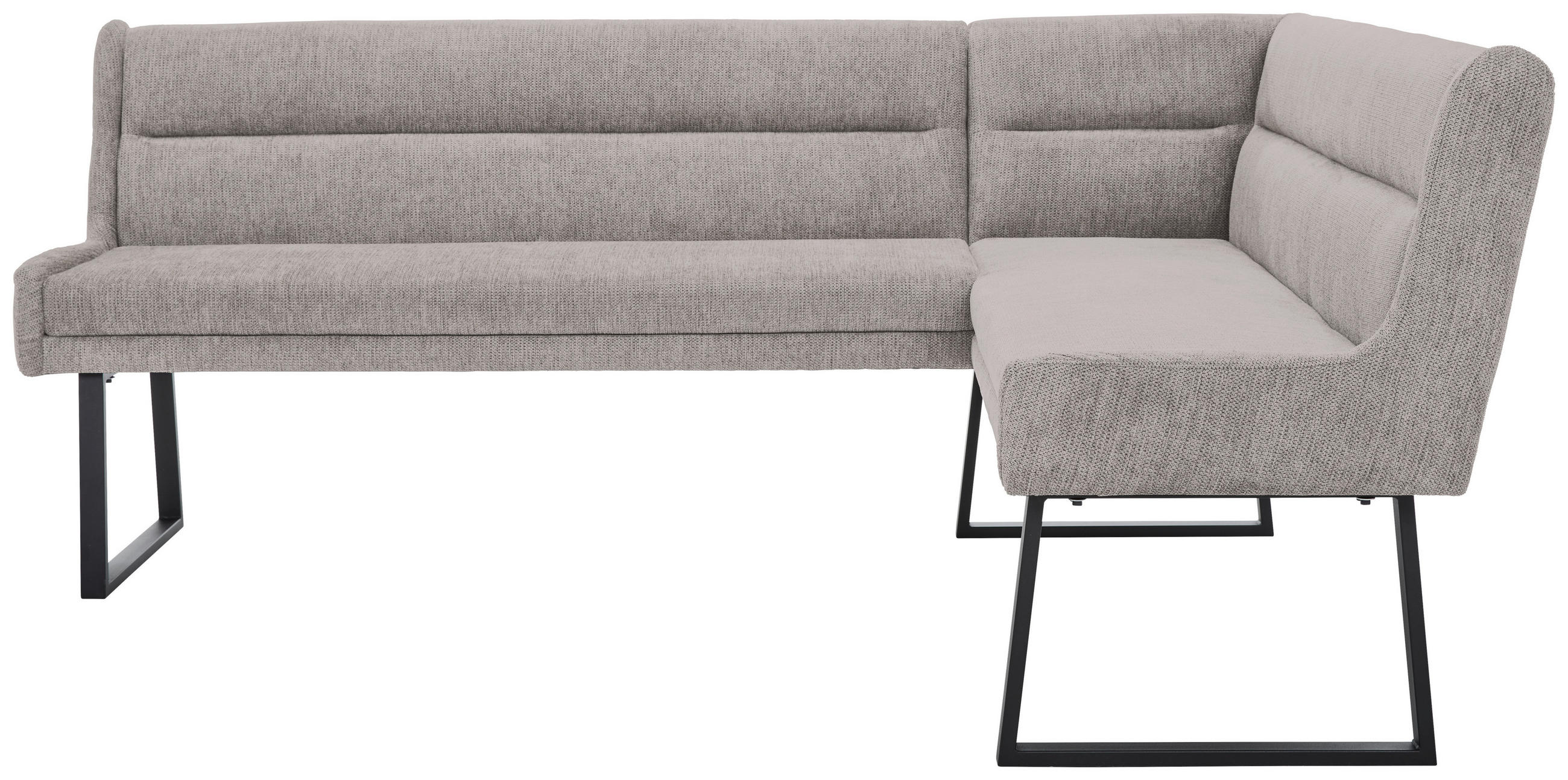 ECKBANK 237/159 cm Webstoff Schwarz, Hellgrau   - Hellgrau/Schwarz, Design, Textil/Metall (237/159cm) - Novel