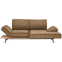 ECKSOFA 240/132 cm  in Chenille Cognac Rücken echt, Kopfteilverstellung, Sitztiefenverstellung  240/132 cm  - Cognac/Schwarz, Design, Holz/Textil (240/132cm) - Koinor