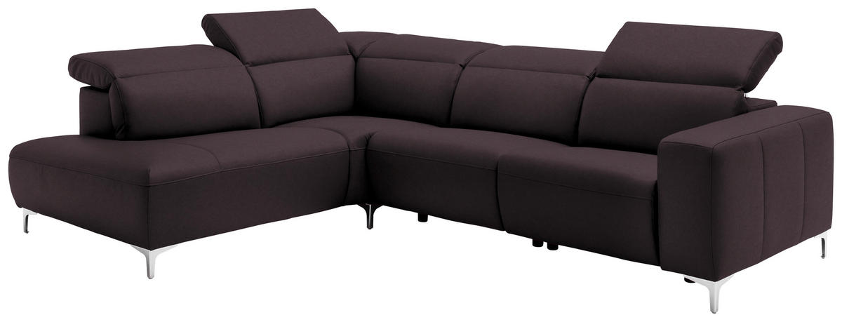 ECKSOFA in Echtleder Braun  - Chromfarben/Braun, Design, Leder/Metall (223/290cm) - Pure Home Lifestyle