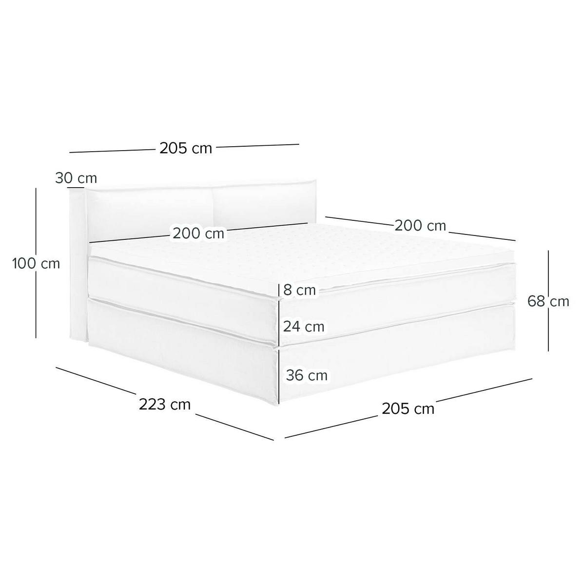 BOXSPRINGBETT 200/200 cm  in Creme  - Creme/Schwarz, Design, Textil (200/200cm) - home24