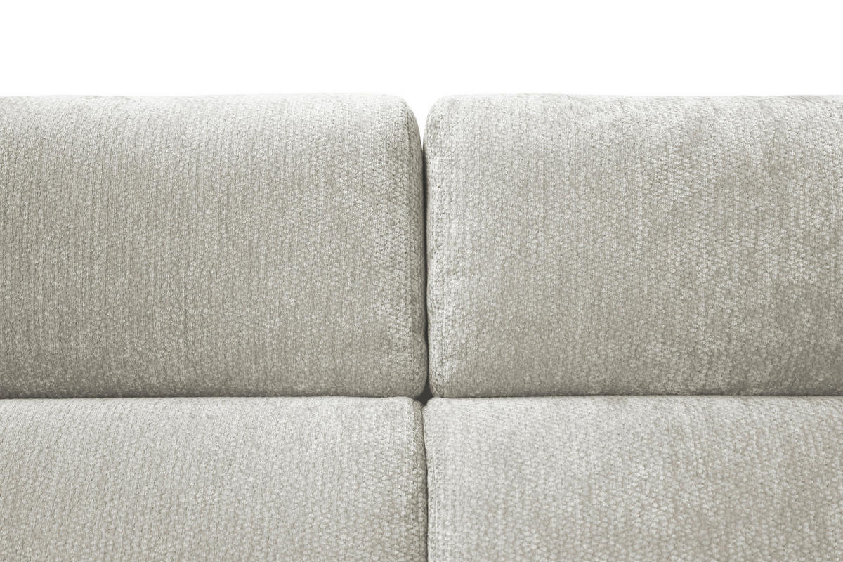 ECKSOFA Naturfarben Chenille Bettkasten, Schlaffunktion, Rücken echt, Kopfteilverstellung, Liegefläche im Originalstoff  - Schwarz/Naturfarben, KONVENTIONELL, Textil/Metall (265/206cm) - Carryhome