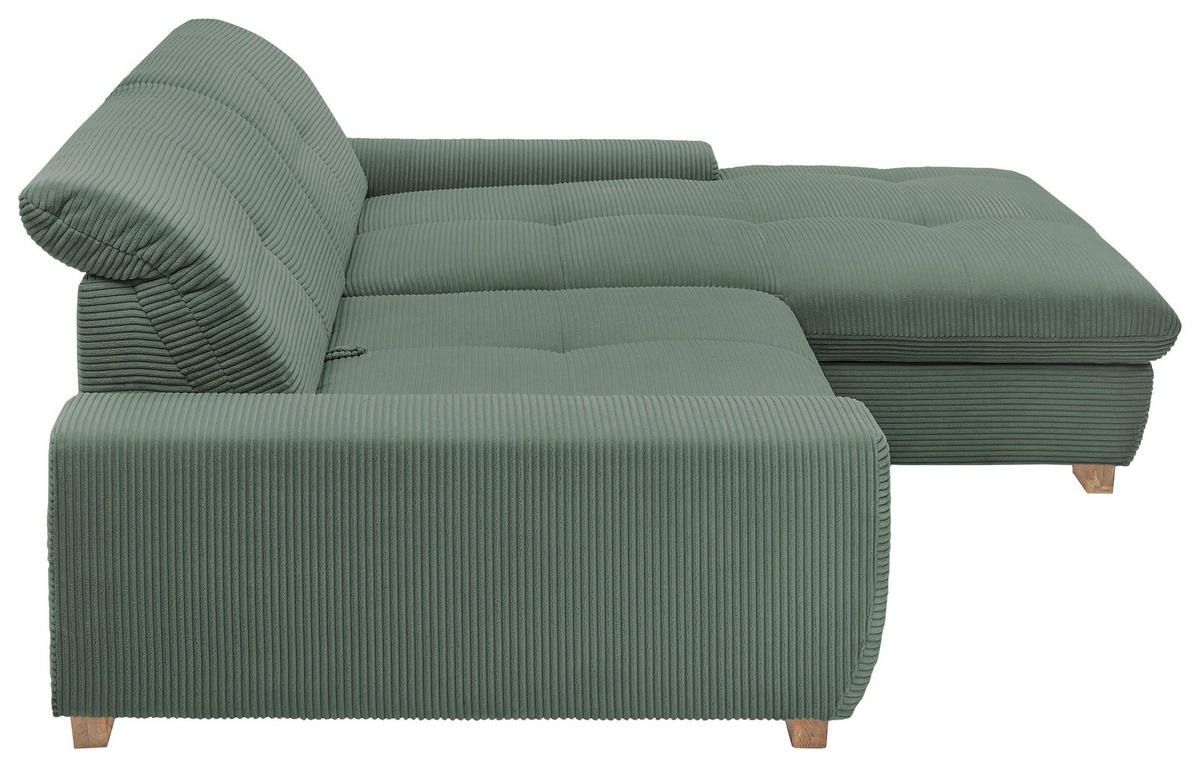 ECKSOFA Olivgrün Cord  - Eichefarben/Olivgrün, Design, Holz/Textil (276/198cm) - SetOne by Musterring