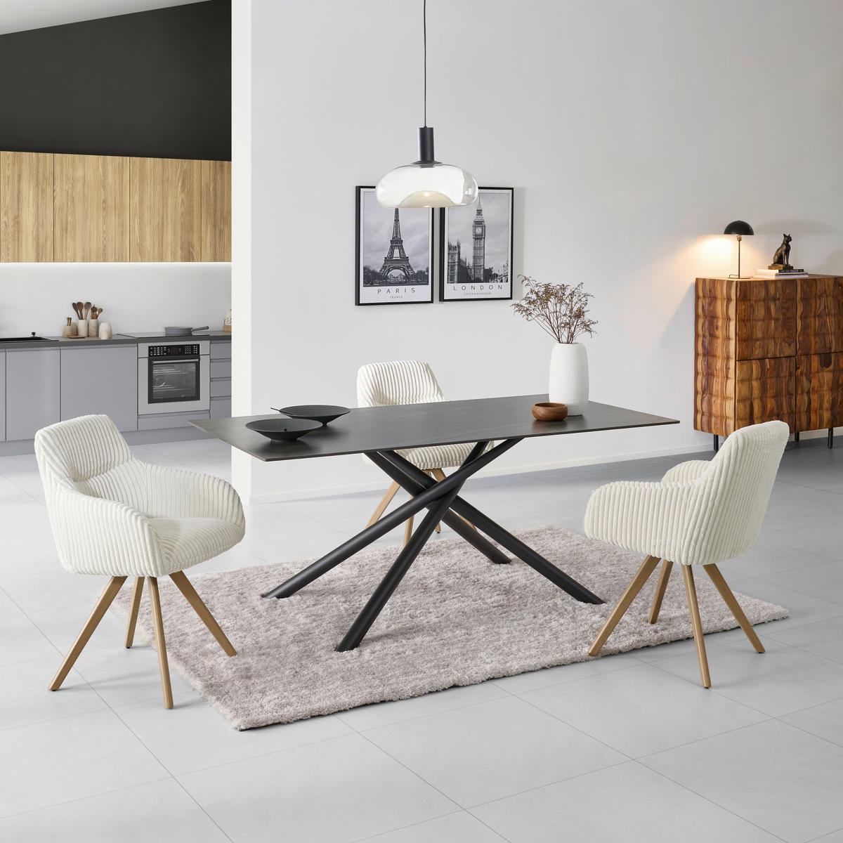 ARMLEHNSTUHL  in Eisen Cord  - Eichefarben/Beige, MODERN, Holz/Textil (56/88/60cm) - MID.YOU