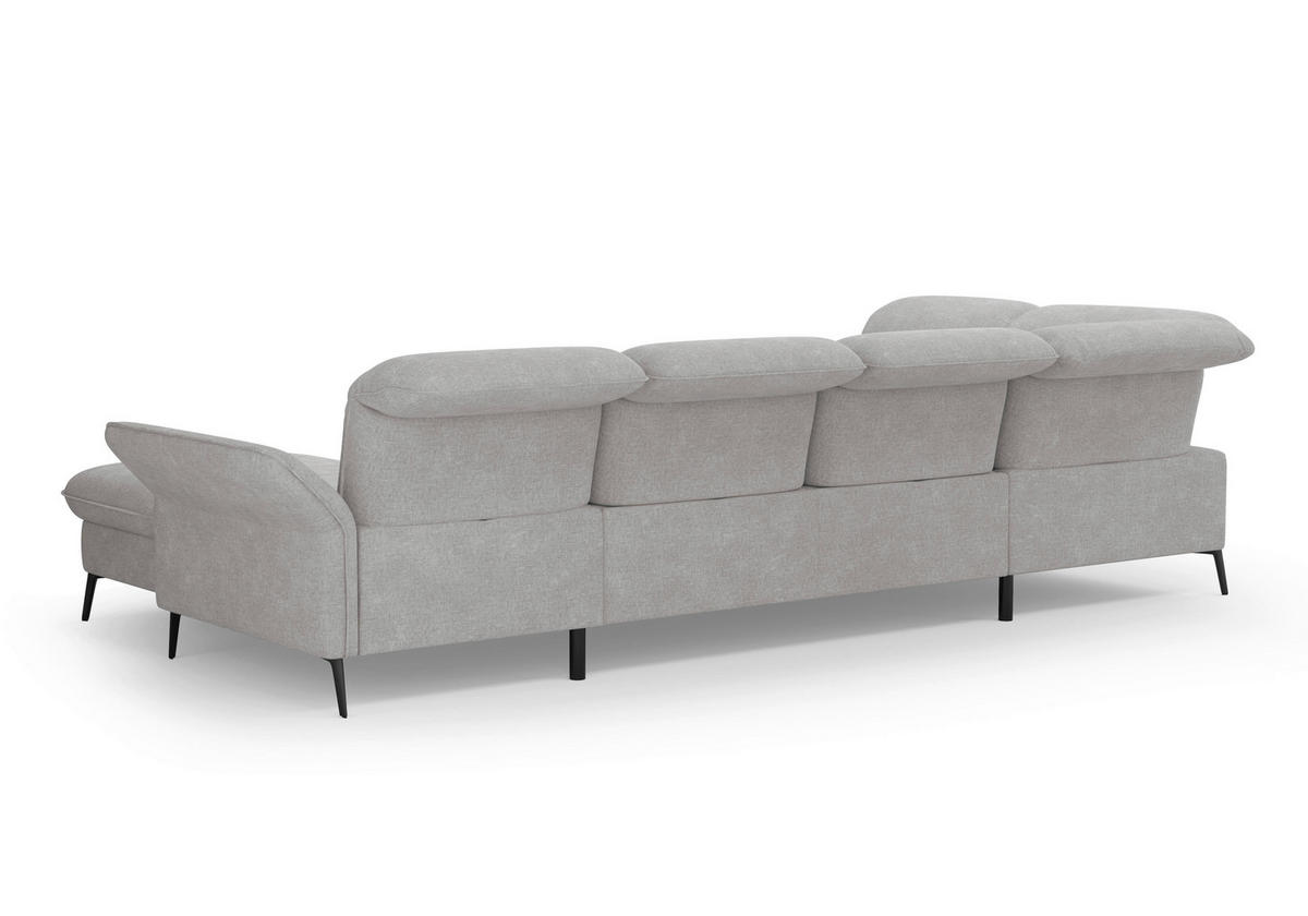 WOHNLANDSCHAFT in Flachgewebe Hellgrau  - Hellgrau/Schwarz, KONVENTIONELL, Textil/Metall (231/359/198cm) - Sit & More