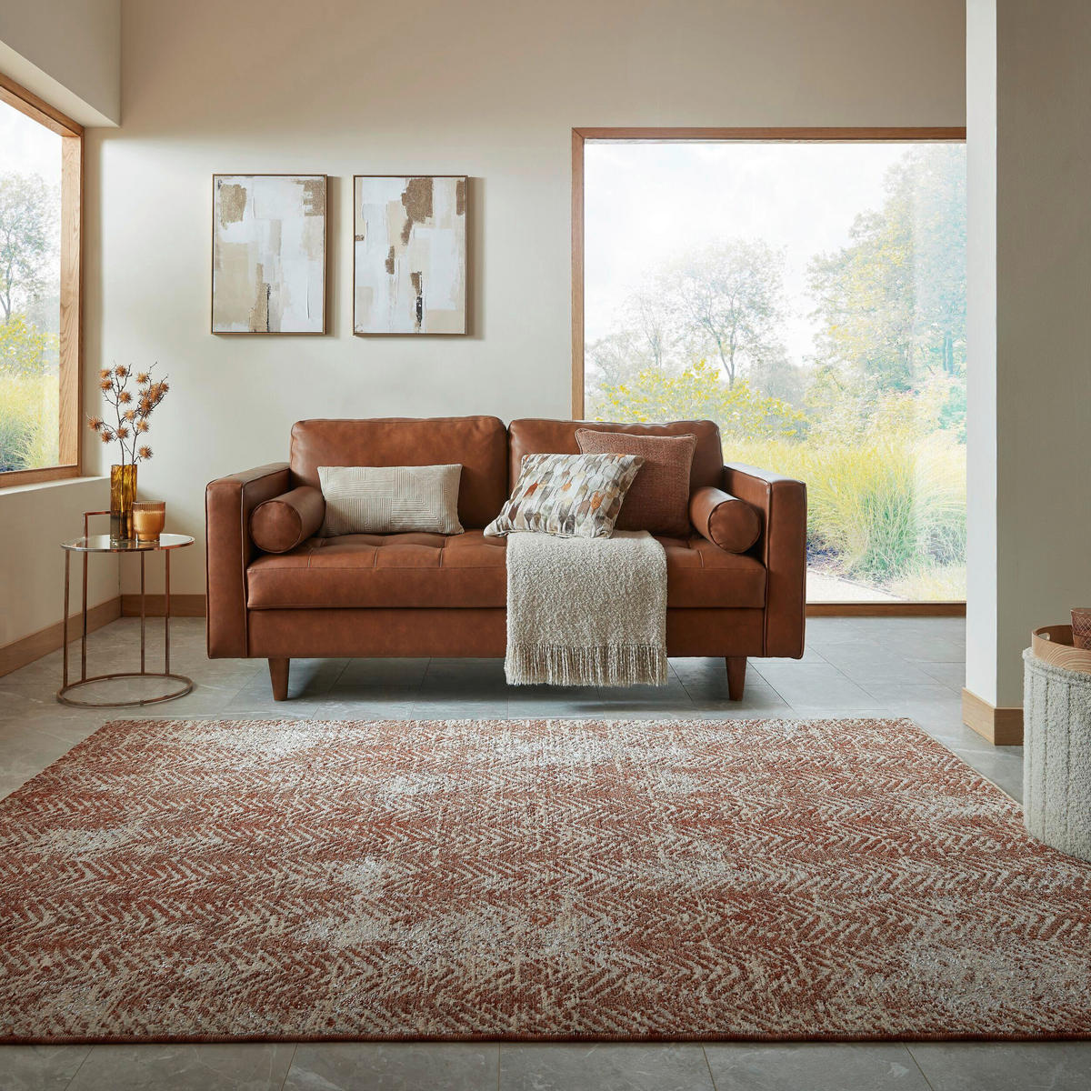 WEBTEPPICH  Wohnzimmer 120/160 cm Lua Abstract Terracotta rechteckig  - Terracotta, Basics, Kunststoff/Textil (120/160cm) - Flair Rugs