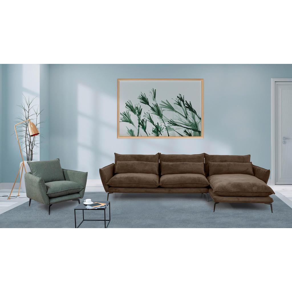 Thumbnail - Livetastic Ecksofa Skye, Braun, Textil, Uni, 3-Sitzer, Füllung: Silikon,Silikon, Ottomane rechts, L-Form, 338x165 cm, Ma...