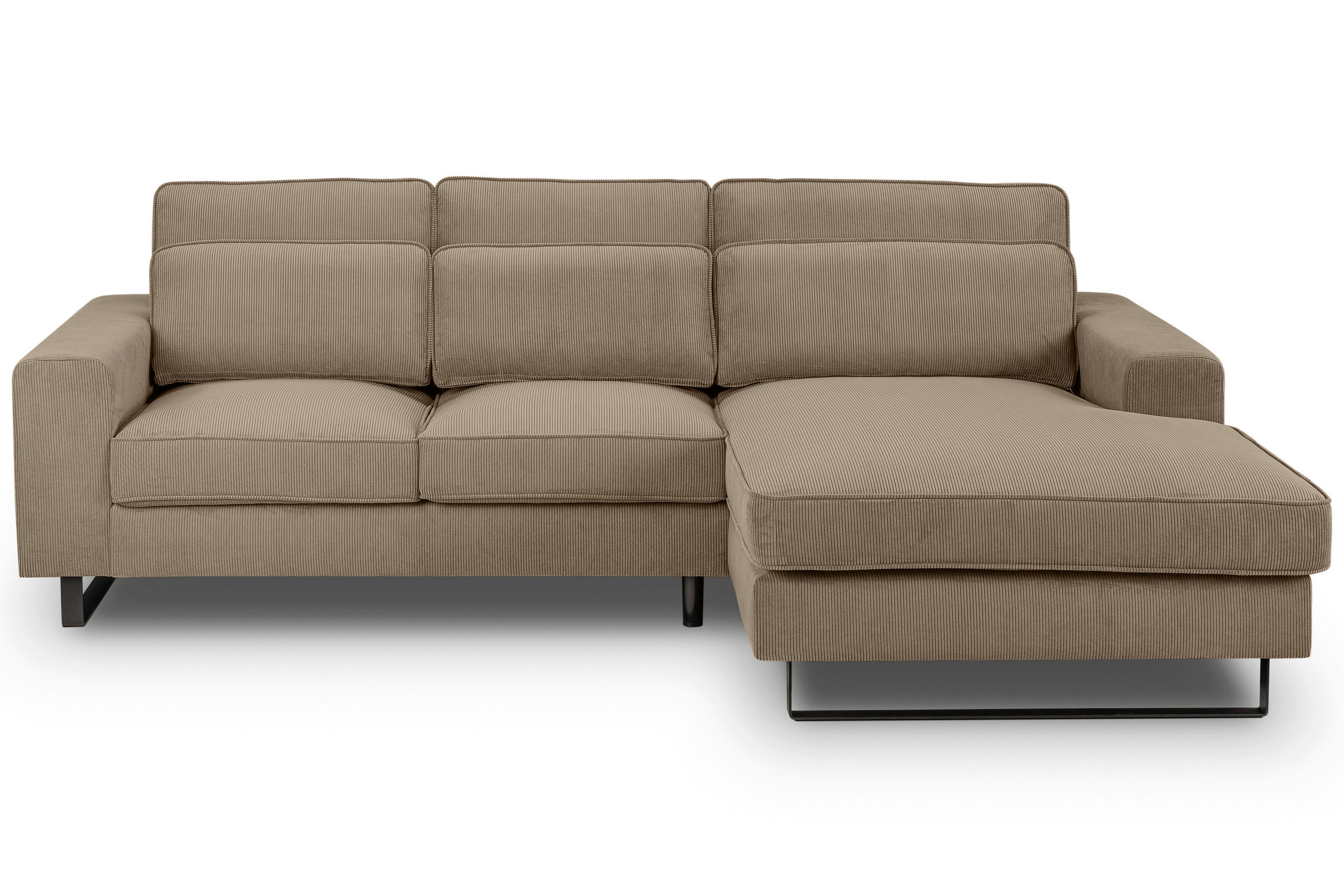 ECKSOFA BOLIVIA Beigebraun Cord  - Beige/Beigebraun, Basics, Textil/Metall (276/183cm) - MID.YOU