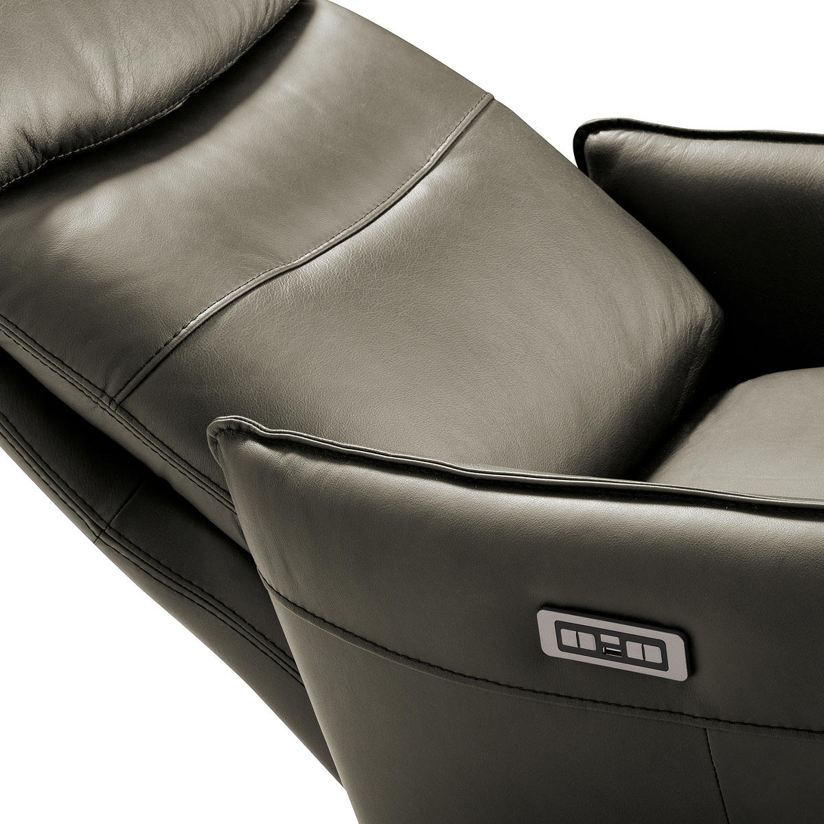 RELAXSESSEL in Leder Grau  - Schwarz/Grau, Design, Leder/Metall (77/107/88cm) - Livetastic