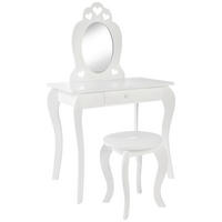 KOZMETIČNA MIZA steklo, leseni material  - bela, Basics, steklo/leseni material - Jimmylee