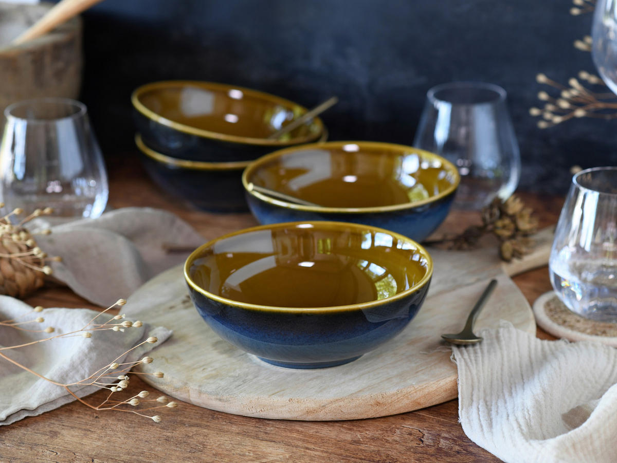SCHÜSSELSET 4-teilig Mallorca   - Blau/Braun, Basics, Keramik - Creatable