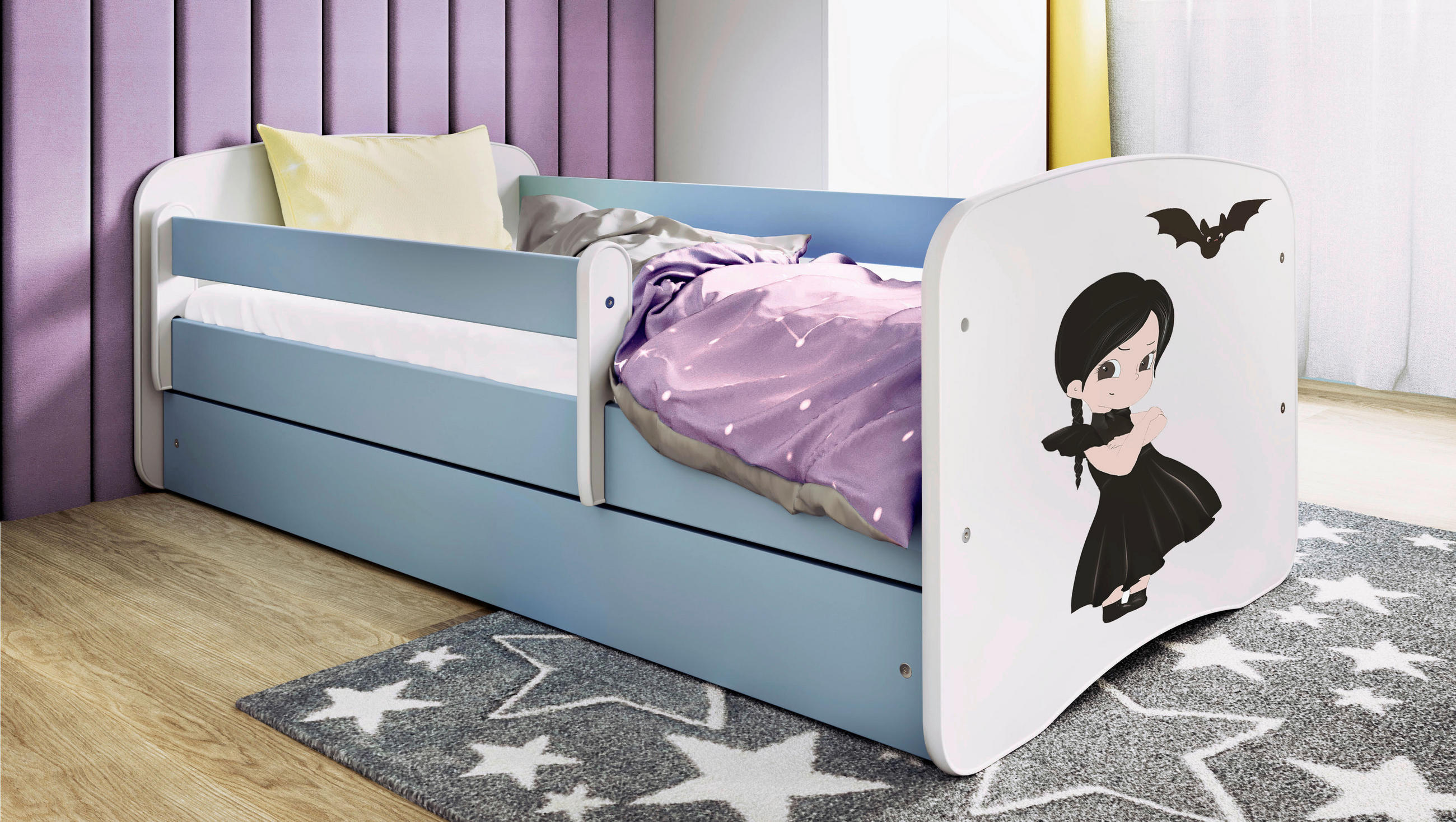 KINDER-/JUNIORBETT 80/160 cm  in Blau, Weiß  - Blau/Birkefarben, MODERN, Holz/Holzwerkstoff (80/160cm) - MID.YOU