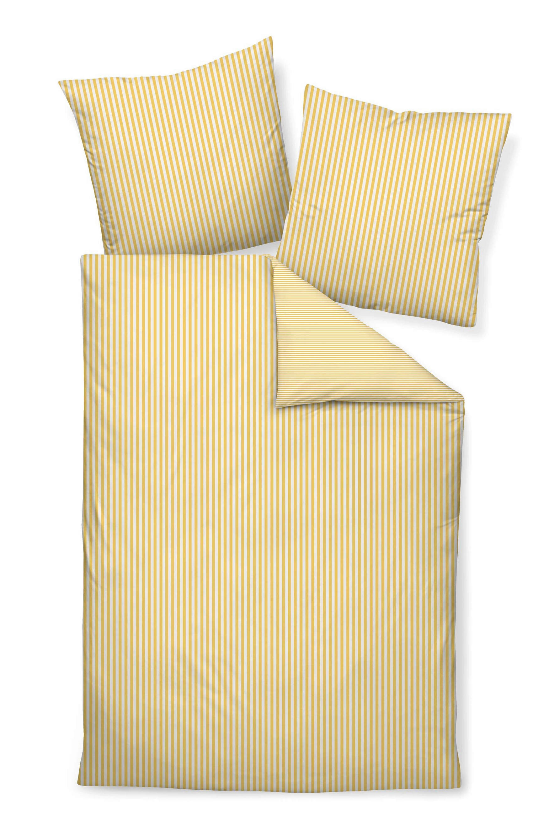 WENDEBETTWÄSCHE Giorgio Makosatin 135/200 cm  - Hellgelb/Weiß, KONVENTIONELL, Textil (135/200cm) - Janine