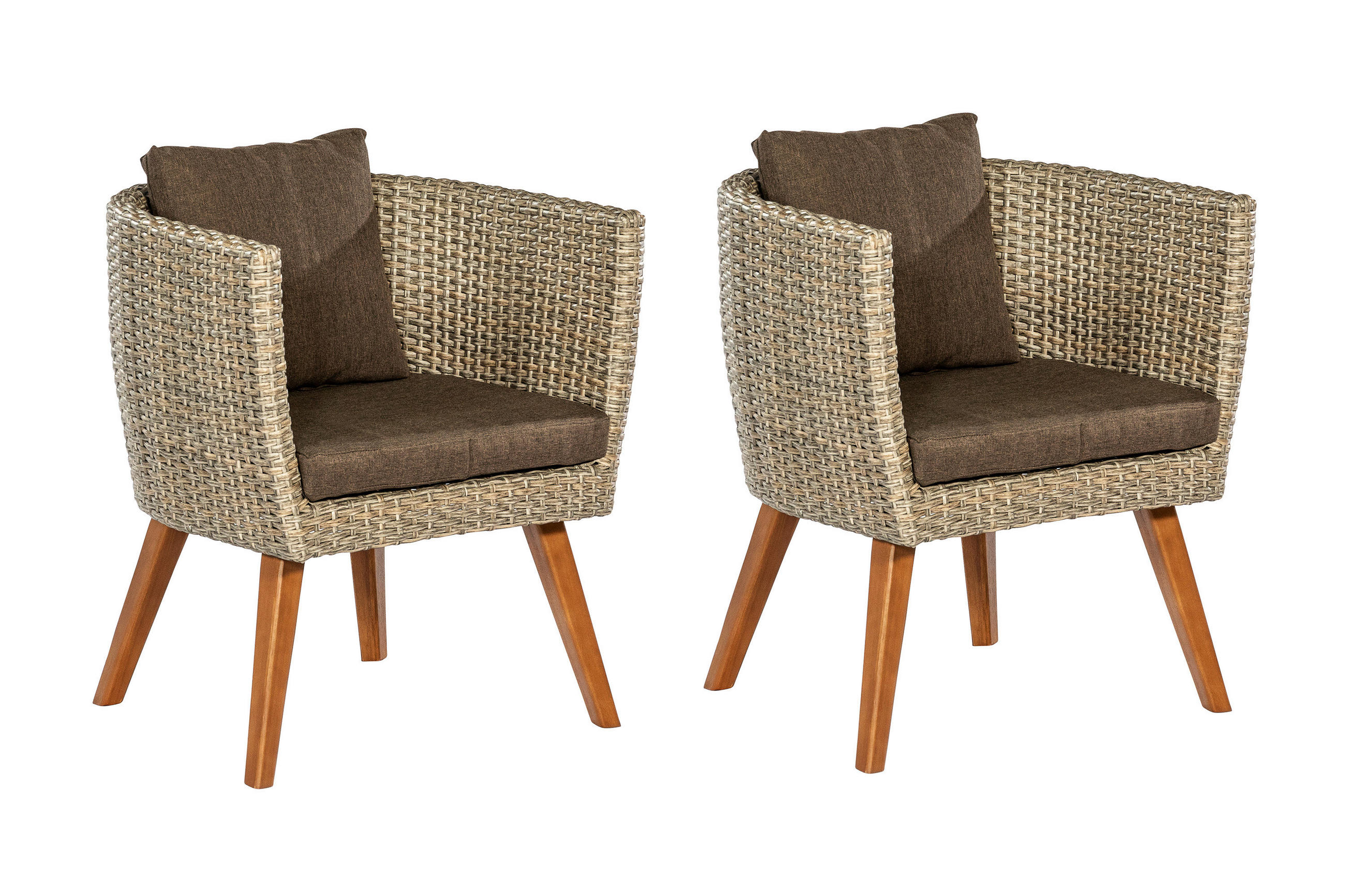 GARTENSESSEL-SET Akazie Aluminium Braun, Beige  - Beige/Braun, KONVENTIONELL, Holz/Kunststoff (69/77/59cm) - Gardenson