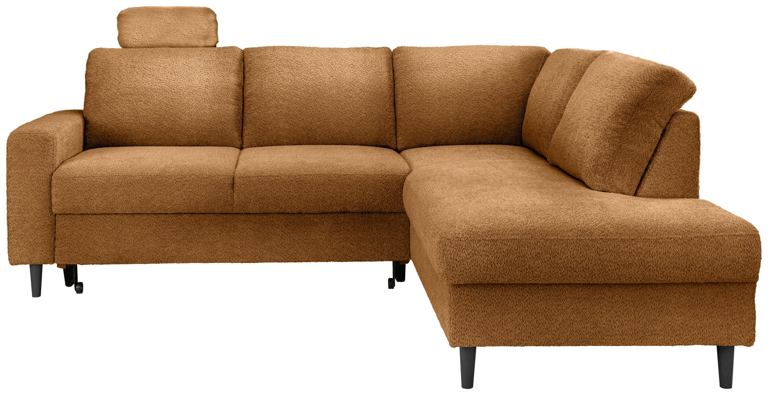 ECKSCHLAFSOFA Goldfarben Bouclé  - Goldfarben/Schwarz, MODERN, Holz/Textil (242/200cm) - Livetastic