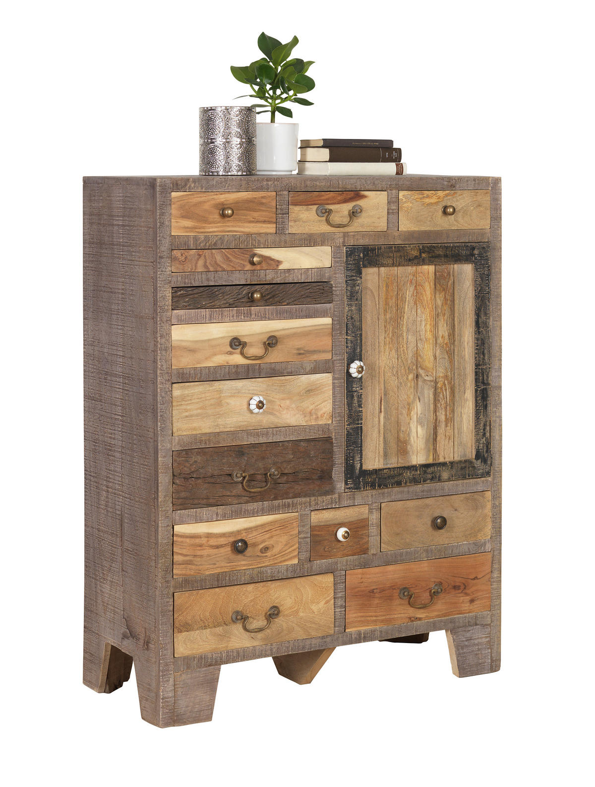 HIGHBOARD  in 90/118/40 cm  - Weiss/Messingfarben, Trend, Keramik/Holz (90/118/40cm) - Landscape