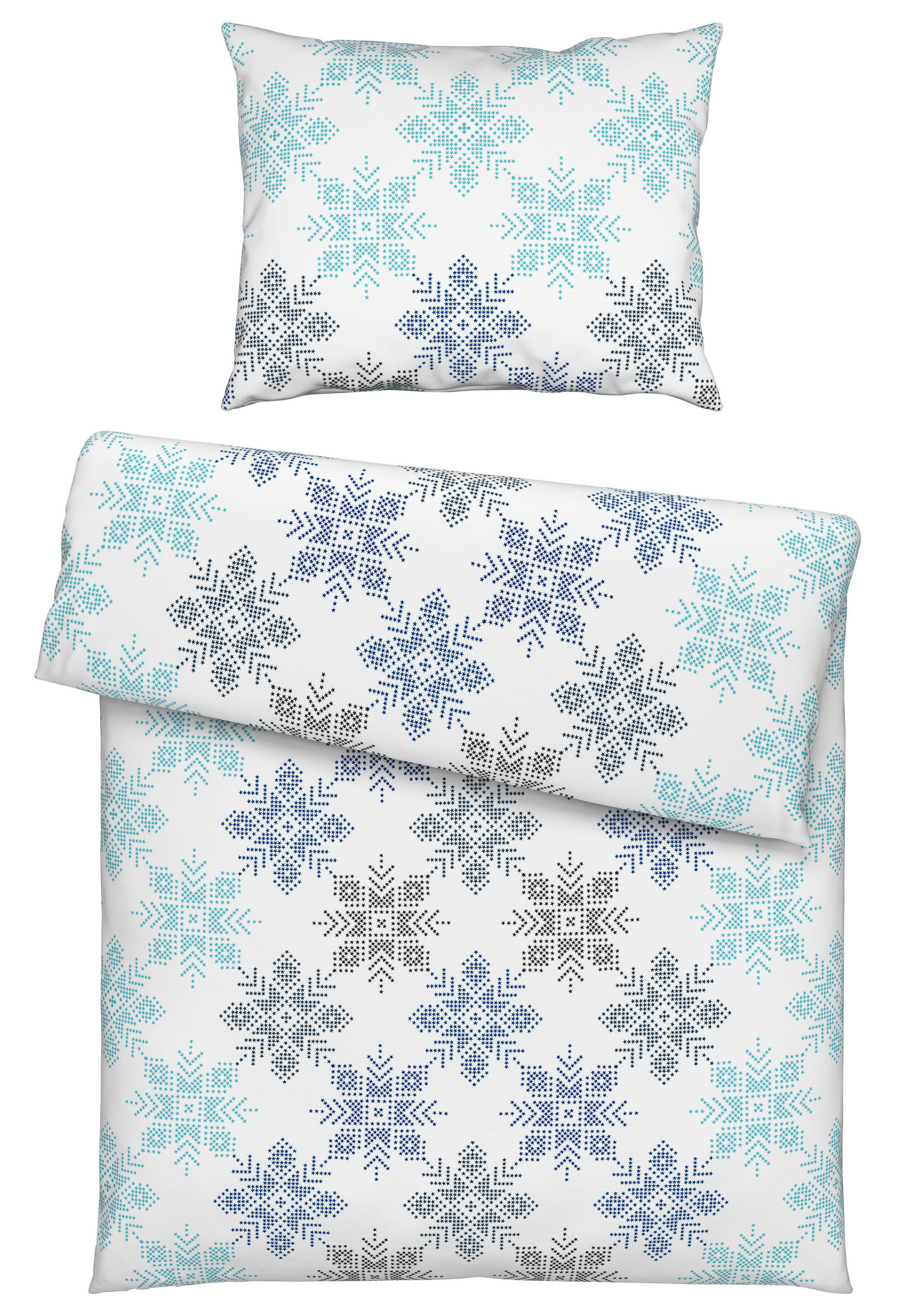 BETTWÄSCHESET Flanell 160/210 cm  65 cm/100 cm  - Weiss/Grau, Konventionell, Textil (160/210cm) - Esposa