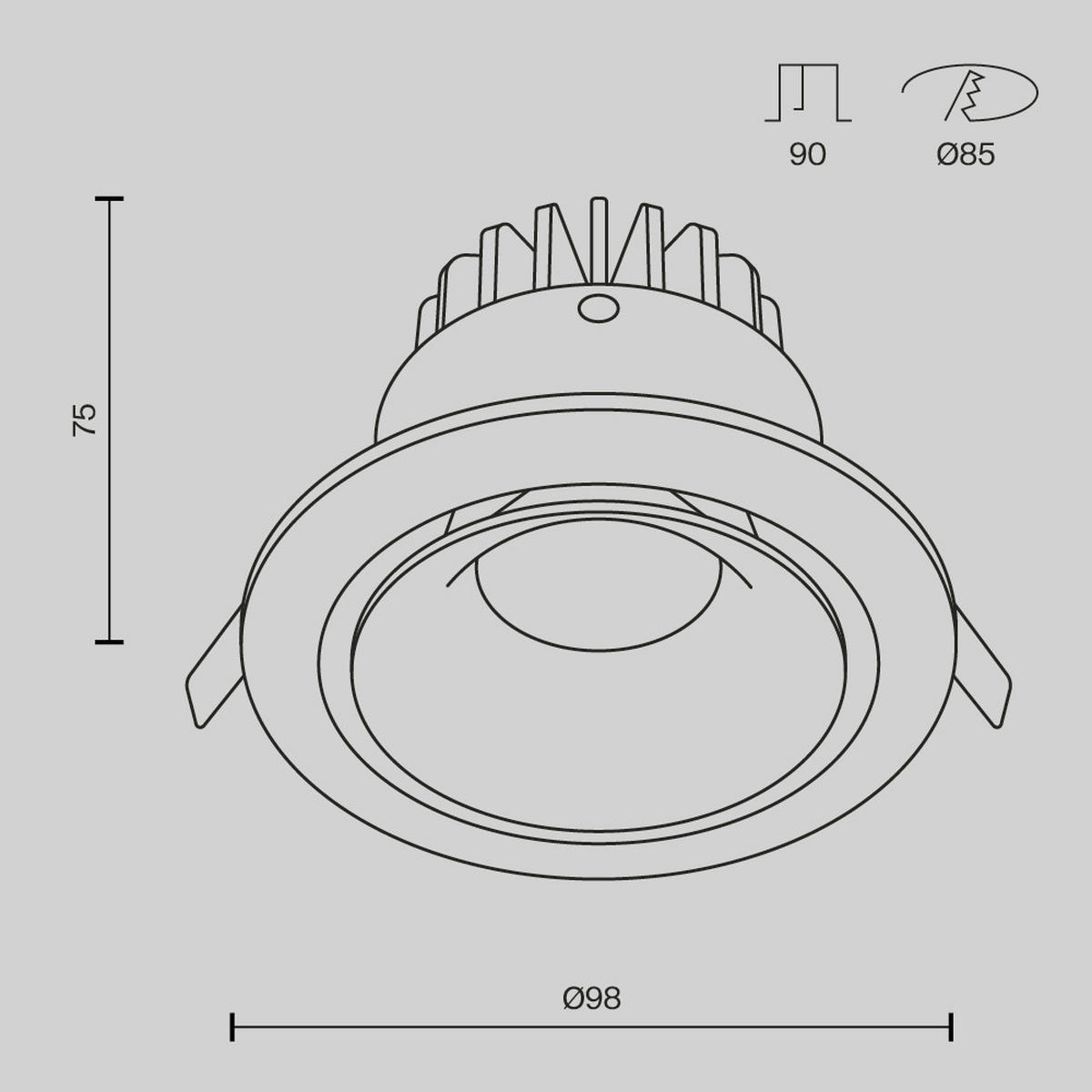 DECKENLEUCHTE Downlight 9,8/7,5 cm  - Schwarz, Design, Metall (9,8/7,5cm) - MAYTONI