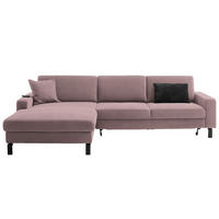 ECKSOFA  in Cord Altrosa Rücken echt, Sitztiefenverstellung  185/298 cm  - Schwarz/Altrosa, Design, Textil/Metall (185/298cm) - Pure Home Lifestyle