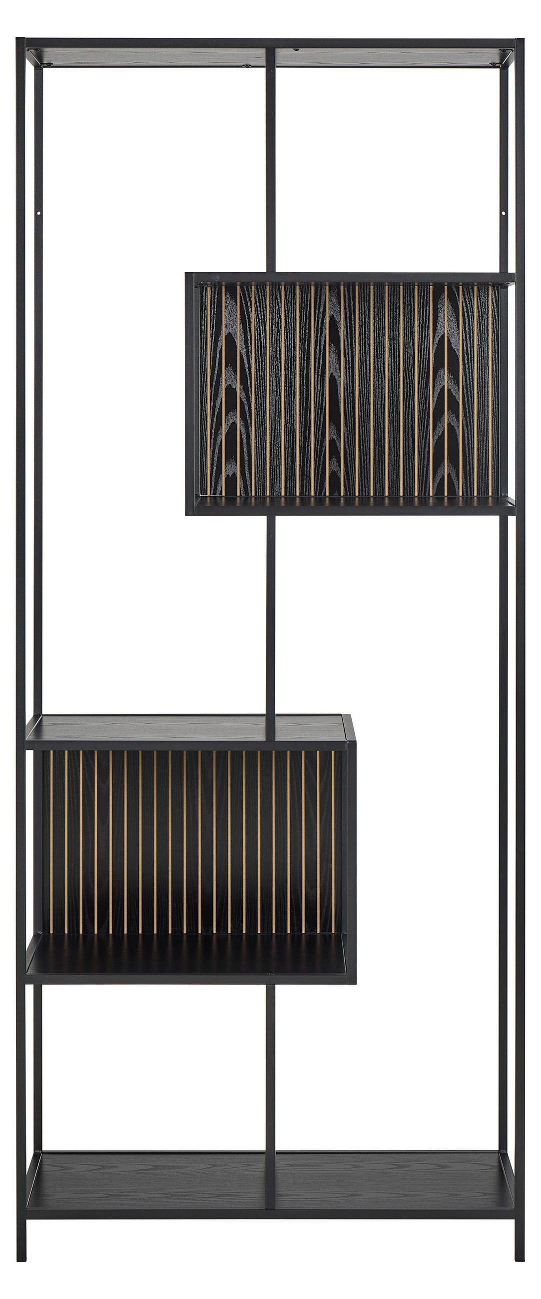 REGAL Schwarz, Eschefarben  - Eschefarben/Schwarz, MODERN, Holzwerkstoff/Metall (77/185/35cm)