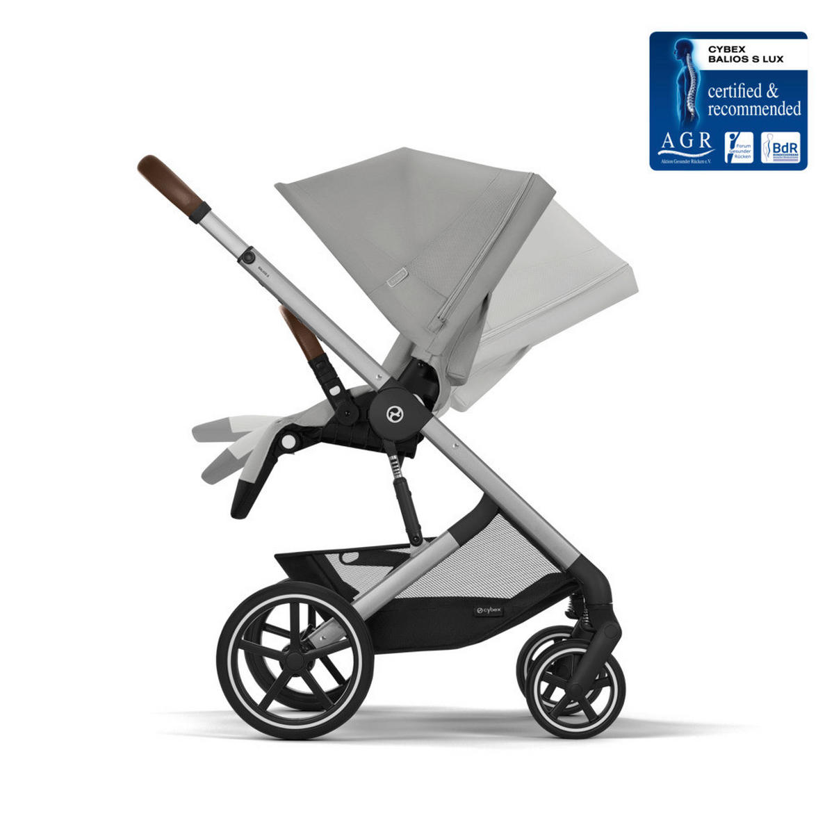 KINDERWAGEN  Balios S Lux  Stone Grey  - Silberfarben/Hellgrau, Basics, Textil/Metall (91/60/110cm) - cybex GOLD