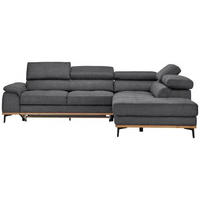 ECKSOFA Grau Webstoff  - Schwarz/Grau, Natur, Holz/Textil (282/226cm) - Novel