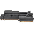 ECKSOFA in Webstoff Grau  - Schwarz/Grau, Natur, Holz/Textil (282/226cm) - Novel