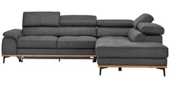 ECKSOFA in Webstoff Grau  - Schwarz/Grau, Natur, Holz/Textil (282/226cm) - Novel