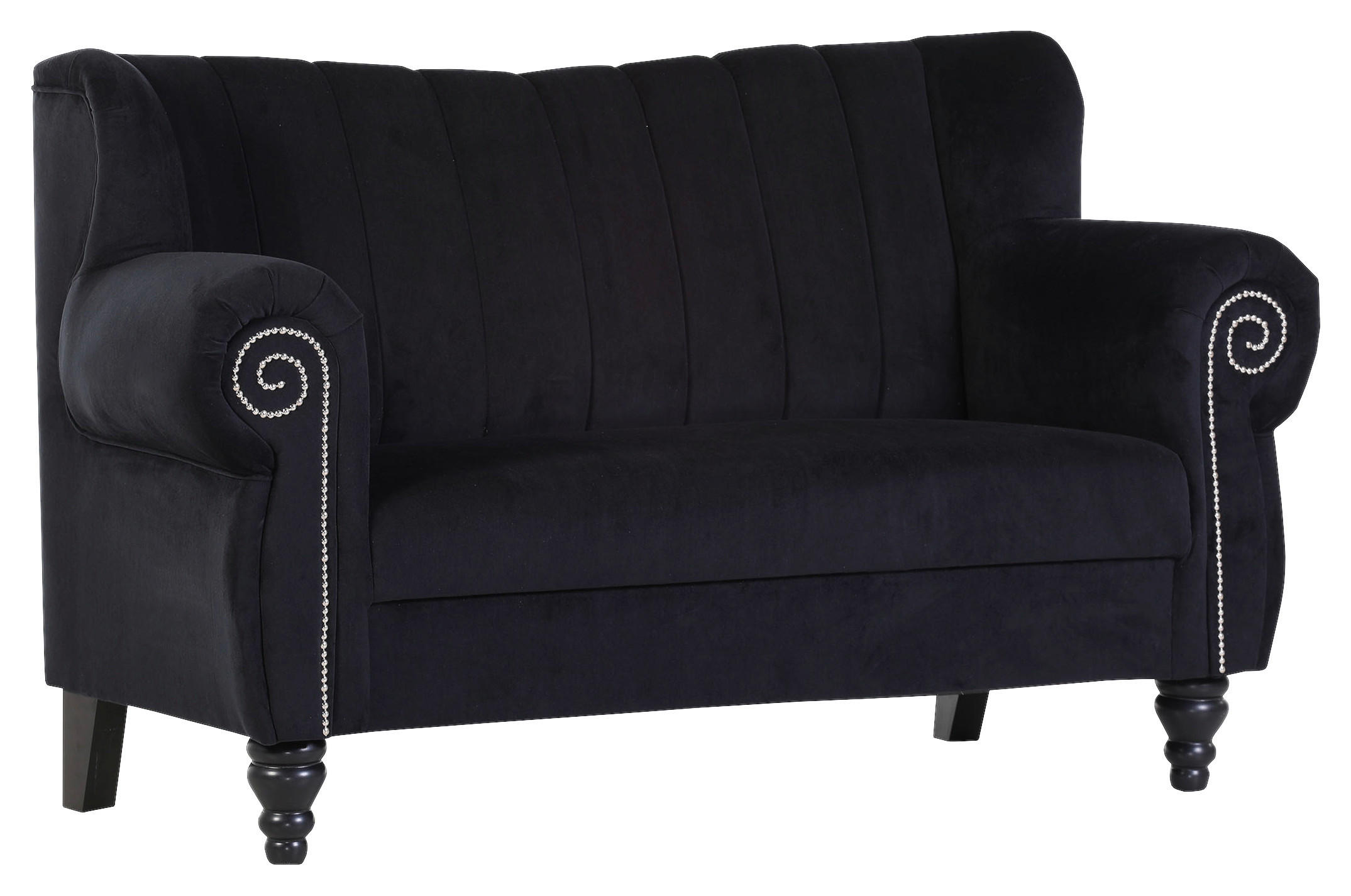 2-SITZER-SOFA Chenille Schwarz - Schwarz, Design, Holz/Textil (168/96/75cm)