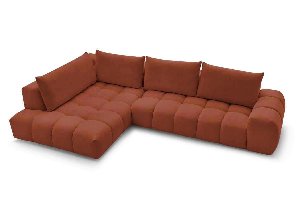 ECKSOFA Ottomane links  EVEREST Orange Struktur  - Schwarz/Orange, MODERN, Kunststoff/Textil (210/352cm) - Livetastic