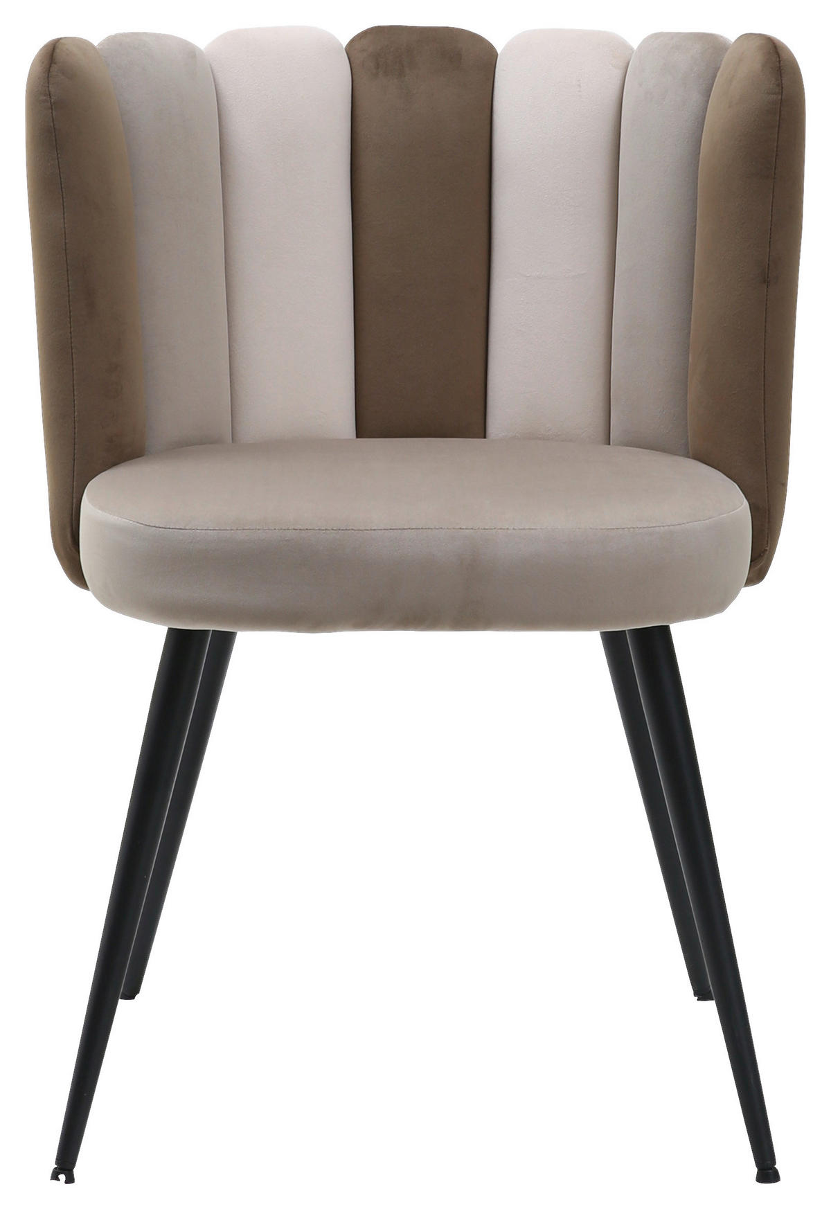 STUHL Samt Braun, Beige  - Beige/Schwarz, Design, Textil/Metall (58,5/79/55,5cm) - home24